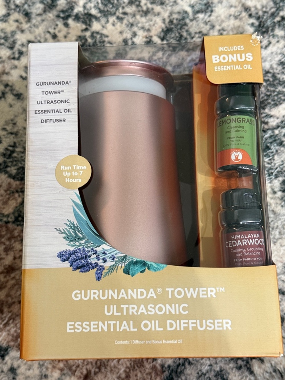 Gurunanda Tower Ultrasonic Essential Oil Diffuser - Rose Gold